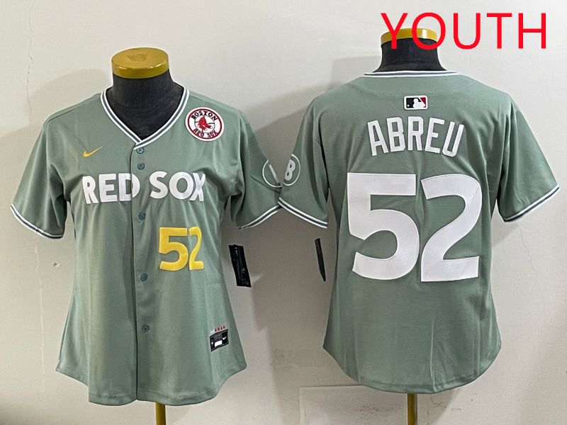 Youth 2025 Boston Red Sox #52 Abreu Light Green Joint Name Nike MLB Jersey style 6->youth mlb jersey->Youth Jersey